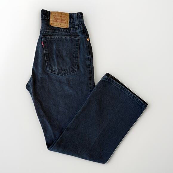 Vintage Levis 517 Jeans 30 Black 80s Dark Wash Denim Made in USA Boot Cut 0217